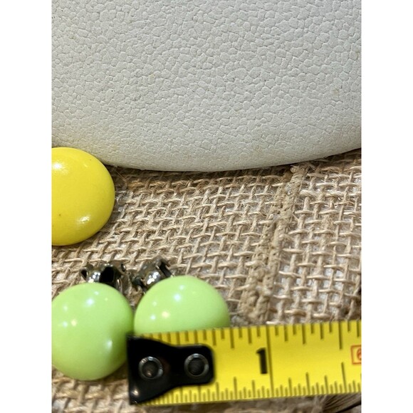 Vintage Clip On Pastel Hong Kong Earrings Lot Of 4 Pinup Rockabilly 80s - Picture 9 of 11
